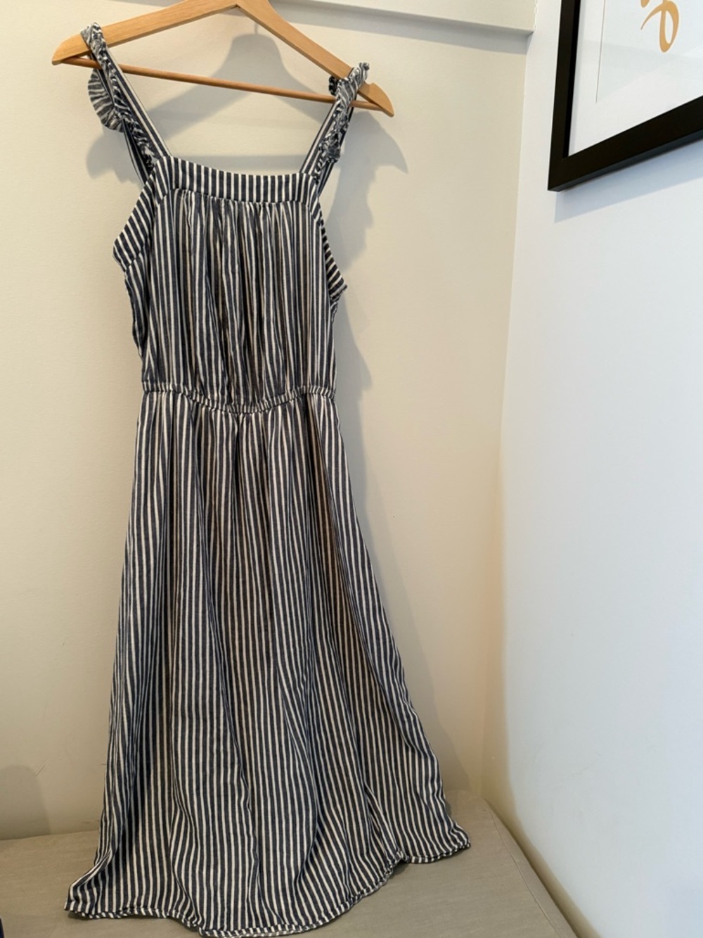 Girls Navy and White Striped Maxi Dress - Sleeveless Summer Style